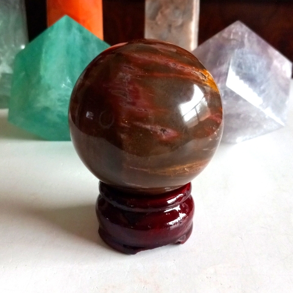 Petrified Wood Crystal Sphere - Picture 2 of 8